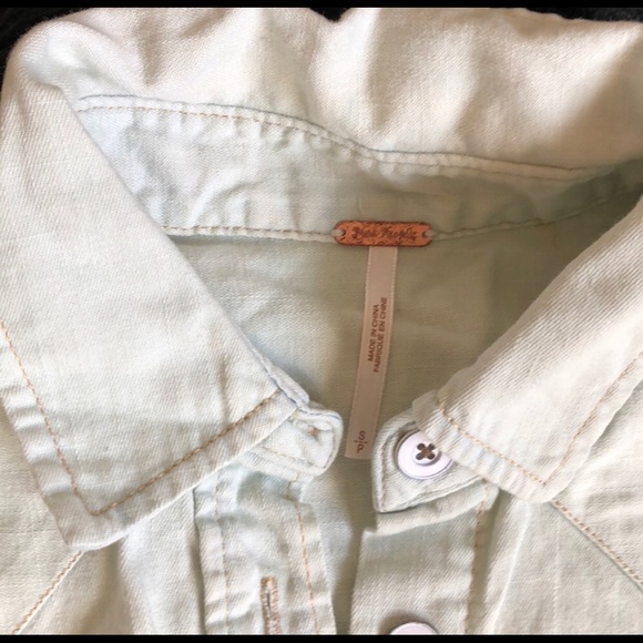 On trend tie dye blue grey white shirt blouse - Picture 2 of 2